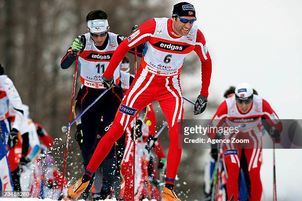 Odd-Bjoern Hjelmeset of Norway competes during the FIS Nordic World Ski Championships Cross Country Men's Mass Start Classic 50.00 KM event on March...