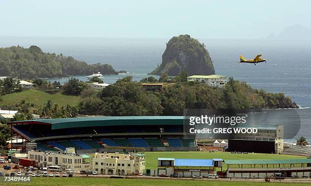 Kingstown, SAINT VINCENT AND THE GRENADINES: The scenic Arnos Vale Cricket Ground, one of the venues for the ICC Cricket World Cup, is shown on the...