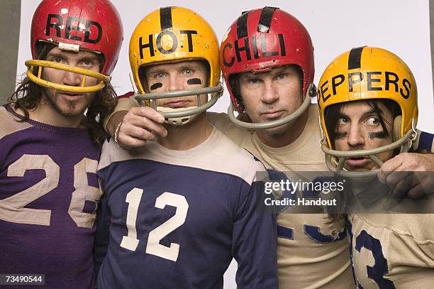 In this handout image made available on March 1, 2007 by MTV, members of the band Red Hot Chilli Peppers poses for a portrait shoot. Red Hot Chilli...