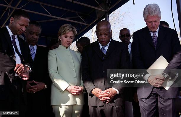 Congressman Artur Davis , Rev. Al Sharpton, Democratic Presidential candidate Senator Hillary Clinton, U.S. Congressman John Lewis and former...