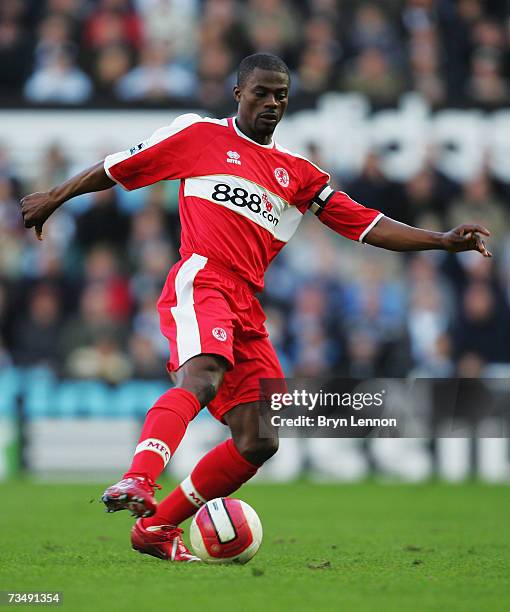 George Boateng of Middlesborough in action during the Barclays Premiership match between Newcastle United and Middlesbrough at St James Park on March...