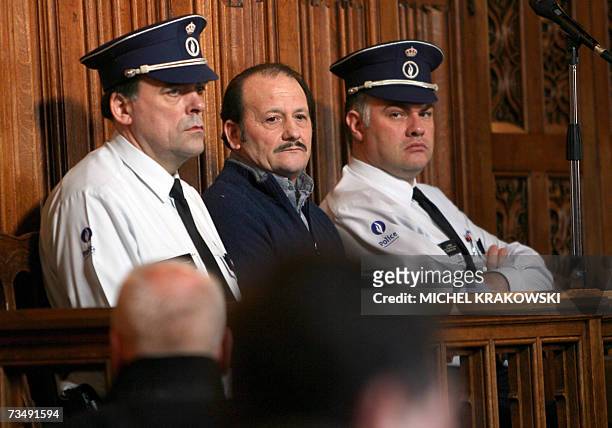 Domenico Castellino attends the first day of his trial at the Liege courthouse 05 March 2007. Castellino is being retried after being sentenced in...