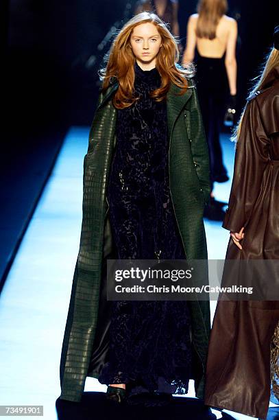 Model Lily Cole walks the catwalk during the Hermes fashion show as part of Paris Fashion Week Autumn/Winter 2008 on March 3, 2007 in Paris, France.