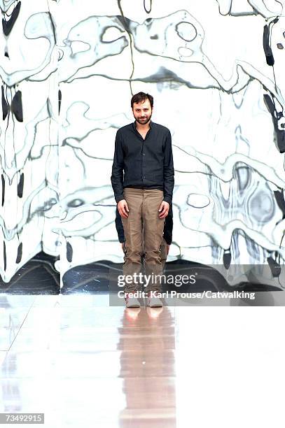 Departing designer Yvan Mispelaere walks the catwalk during the Chloe fashion show as part of Paris Fashion Week Autumn/Winter 2008 on March 3, 2007...