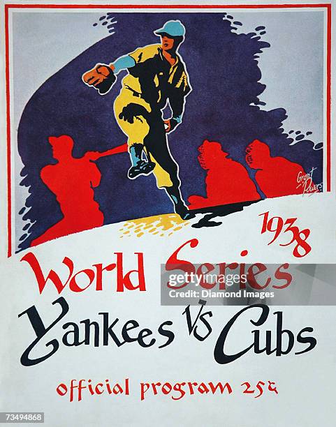 The front cover for the official program for World Series games between the Chicago Cubs and the New York Yankees in October, 1938 at Yankee Stadium...