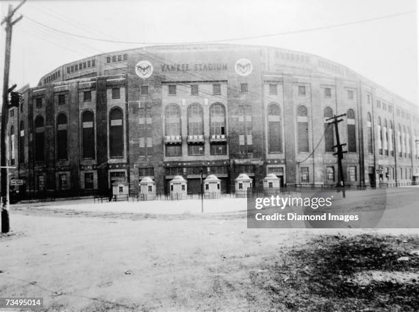 An exterior view of Yankee Stadium, the new ballpark for the New York Yankees of the American League, after construction in 1923 New York, New York.