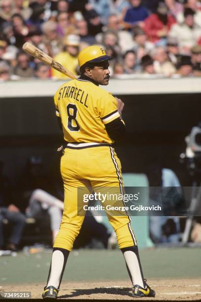 First baseman Willie Stargell of the Pittsburgh Pirates prepares to bat against the Baltimore Orioles in the 1979 World Series at Three Rivers...