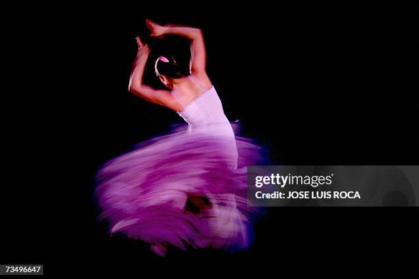 Flamenco dancer of Angeles Gabaldon?s Company performs her show "Femenino plural" during a Flamenco Festival at Villamarta theatre in Jerez, southern...