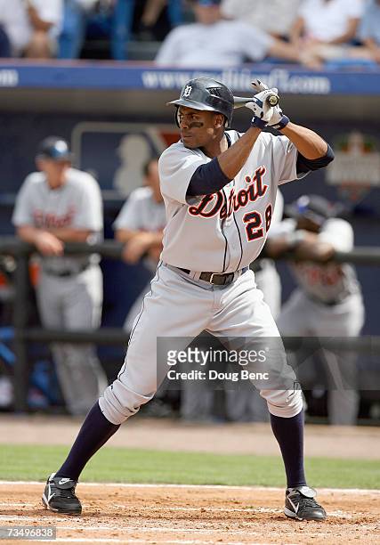 Curtis Granderson of the Detroit Tigers stands ready at bat against the New York Mets in a spring training game on February 28, 2007 at Tradition...