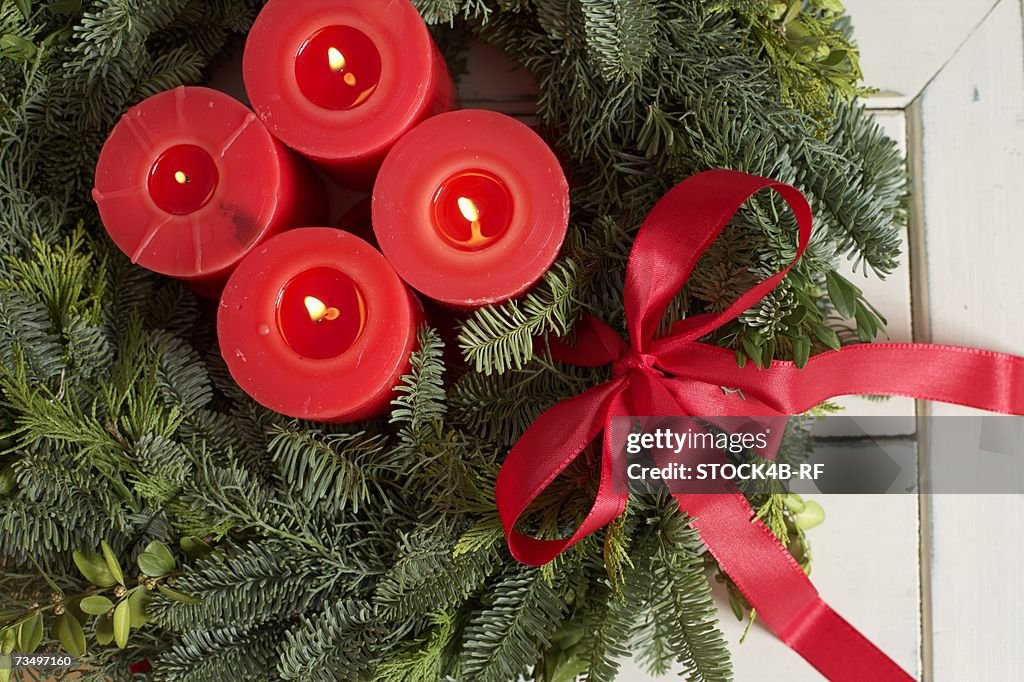 High angle view of a advent wreath