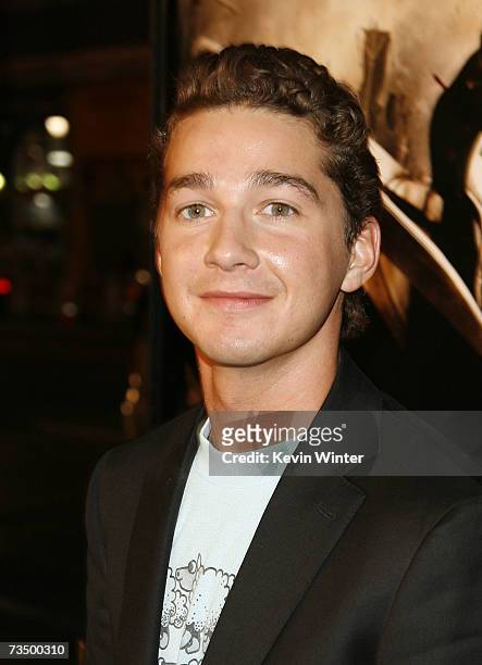 Actor Shia LaBeouf arrives at the premiere of Warner Bros. Picture's "300" at the Chinese Theater on March 5, 2007 in Los Angeles, California.
