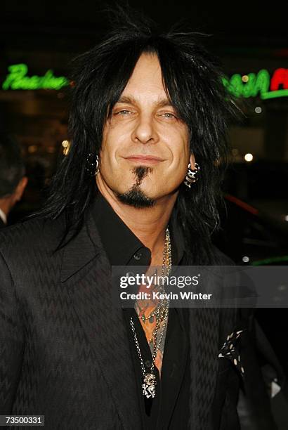 Musician Nikki Sixx arrives at the premiere of Warner Bros. Picture's "300" at the Chinese Theater on March 5, 2007 in Los Angeles, California.