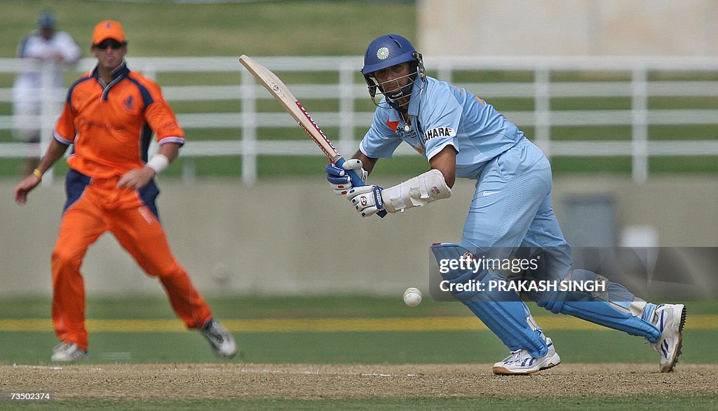 India Cricket Captain Rahul Dravid plays...