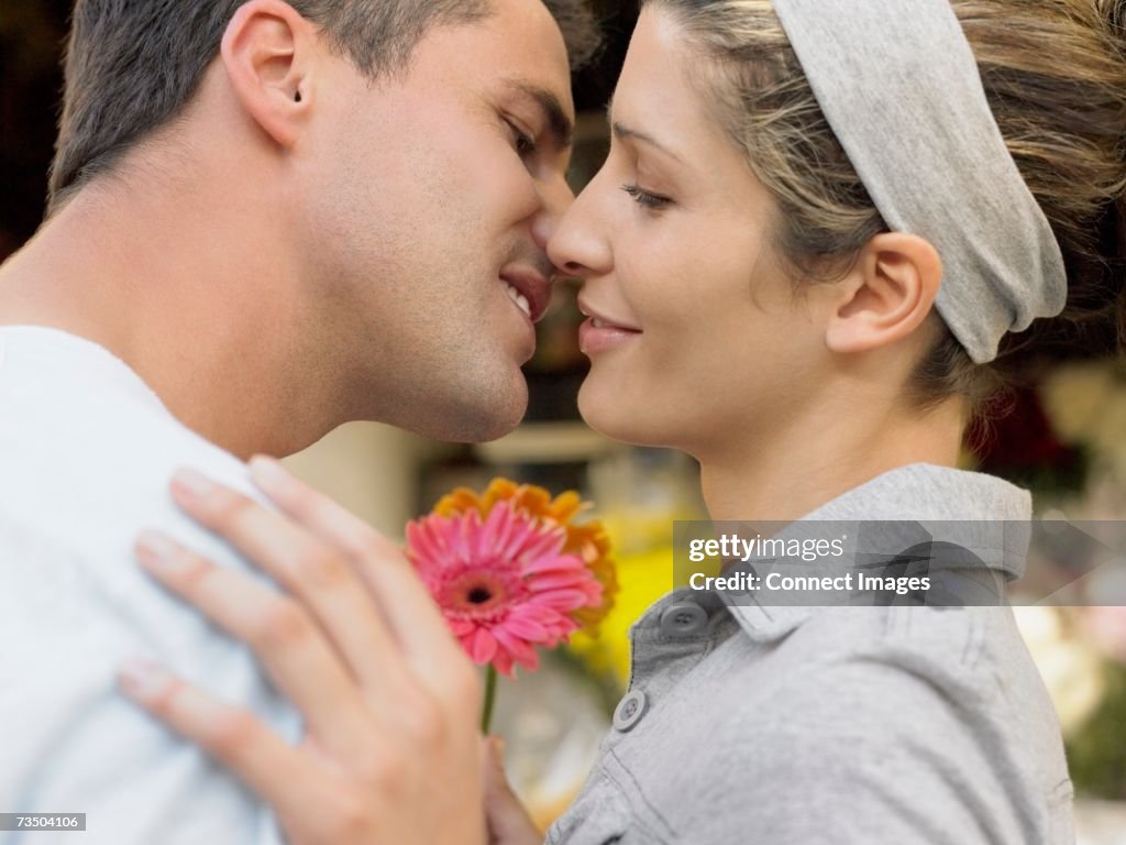 Couple about to kiss