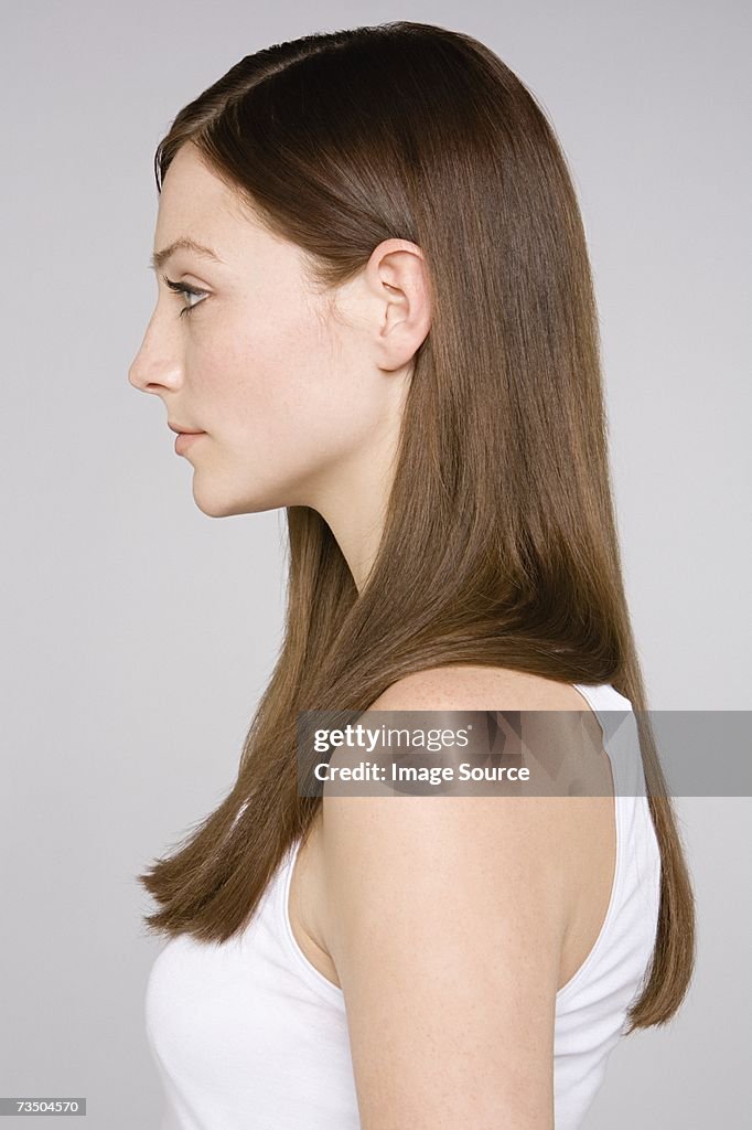 Profile of a brunette woman