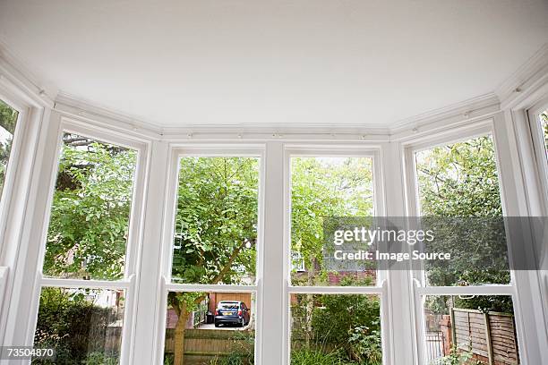 view from a bay window - bay window stock pictures, royalty-free photos & images