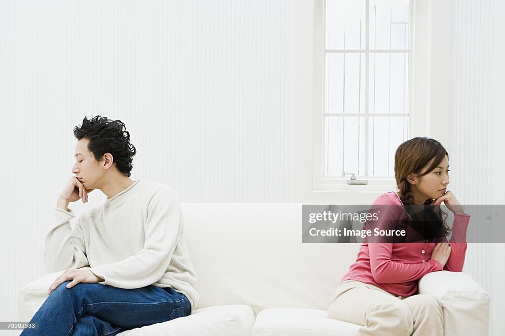 Couple ignoring each other