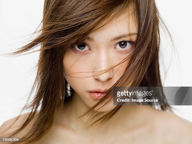 portrait of a young woman - beautiful japanese women stock pictures, royalty-free photos & images