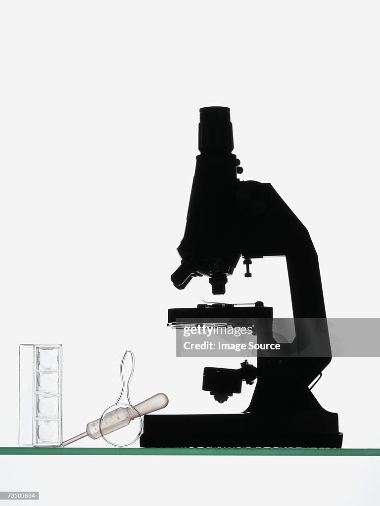 Silhouetted microscope