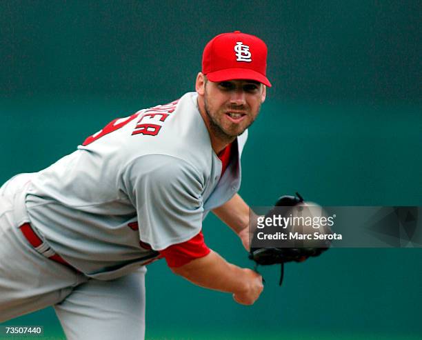 Pitcher Chris Carpenter of the St. Louis Cardinals throws against the St. Louis Cardinals in a spring training game March 6, 2007 in Ft. Lauderdale,...