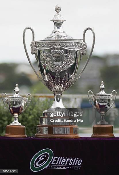 The SkyCity Auckland Cup on display during the Auckland Cup Day meeting at Ellerslie Race Course on March 7, 2007 in Auckland, New Zealand.