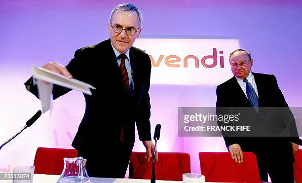 Vivendi's Chairman of the Management Board and Chief Executive Officer Jean-Bernard Levy and Chief Financial Officer Jacques Espinasse are about to...
