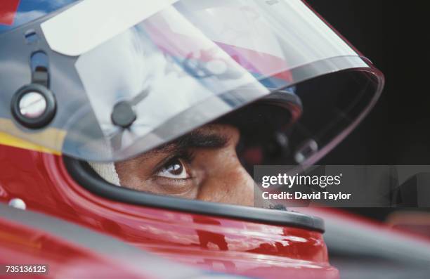 Juan Pablo Montoya of Colombia, driver of the Target Chip Ganassi Racing Reynard 99i Honda during testing for the Championship Auto Racing Teams 1999...