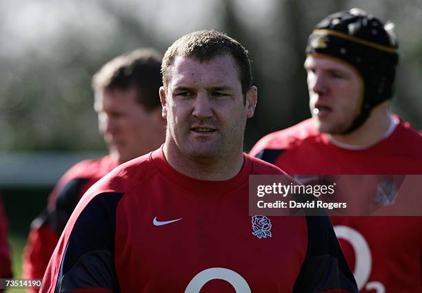 Tim Payne, the England prop attends the England rugby training session held at Bath University on March 7, 2007 in Bath, United Kingdom.