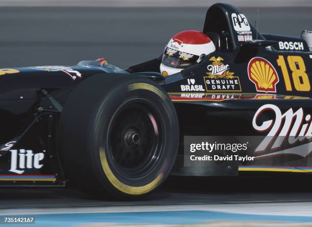 Bobby Rahal of the United States drives the MillerTeam Rahal Reynard 96i Mercedes-Benz IC108C V8t during practice for the Championship Auto Racing...