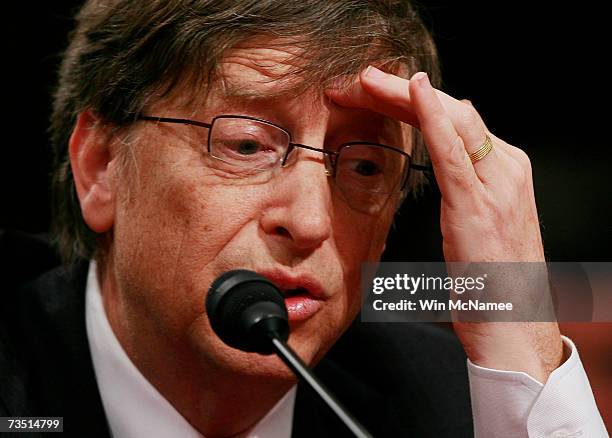 Microsoft Chairman Bill Gates testifies before the Senate Health, Education, Labor and Pensions Committee March 7, 2007 in Washington, DC. Gates...