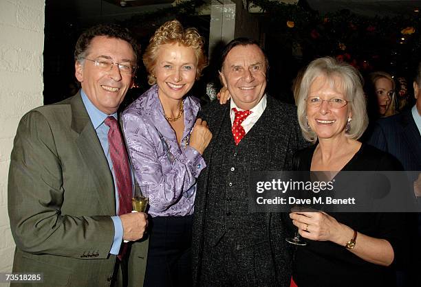 Robert Powell, Lizzie Spender, Barry Humphries and Babs Powell attend the closing party of The Neal Street Restaurant hosted by the Italian...