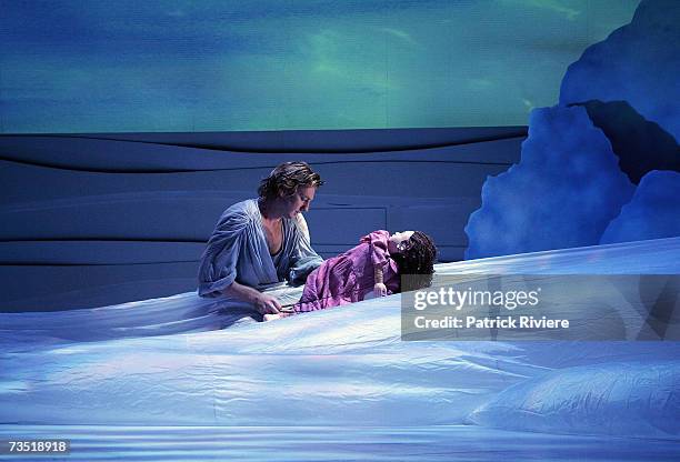 Actors and puppeteers perform during the photo call for the new stage production "Lulie The Iceberg" at the Sydney Theatre on March 8, 2007 in...