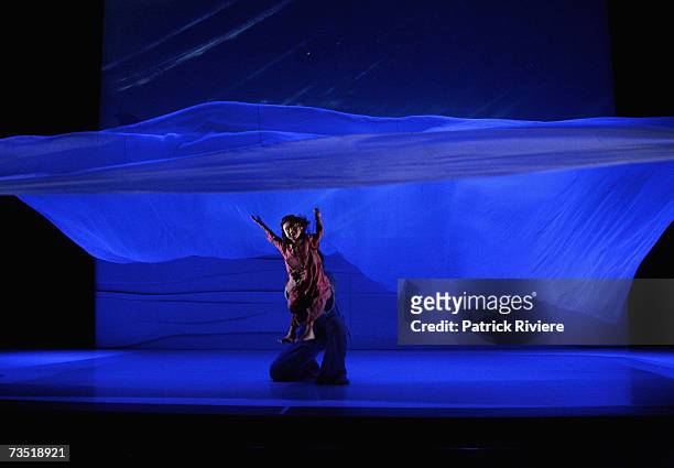 Puppeteers perform during the photo call for the new stage production "Lulie The Iceberg" at the Sydney Theatre on March 8, 2007 in Sydney,...