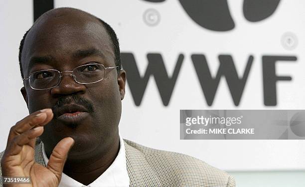 Doctor U Rashid Sumaila, Director of the Fisheries Economics Research Unit for the World Wildlife Fund speaks to the press in Hong Kong, 08 March...