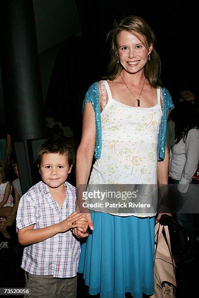 Host Antonia Kidman and her son Hamish attend the opening night for the new stage production "Lulie The Iceberg", at the Sydney Theatre on March 8,...