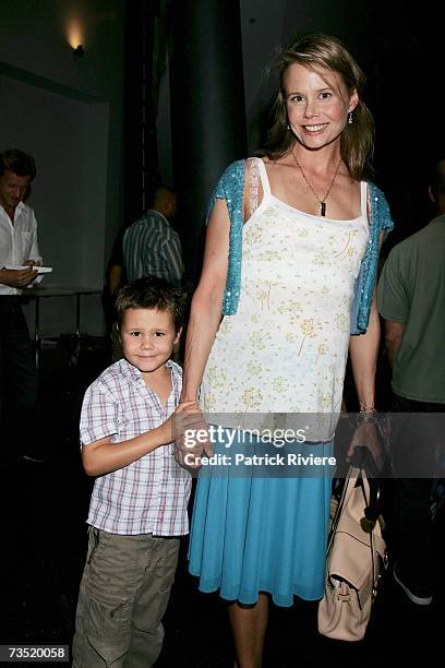 Host Antonia Kidman and her son Hamish attend the opening night for the new stage production "Lulie The Iceberg", at the Sydney Theatre on March 8,...