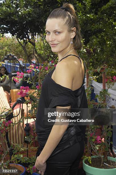 Actress Rie Rasmussen poses at a press conference for the Miami International Film Festival on March 7, 2007 in Miami Beach, Florida.