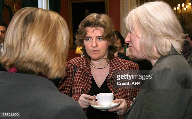 London, United Kingdom: Communities Secretary Ruth Kelly drinks a coffee at 10 Downing Street in London before Britain's Prime Minister Tony Blair...