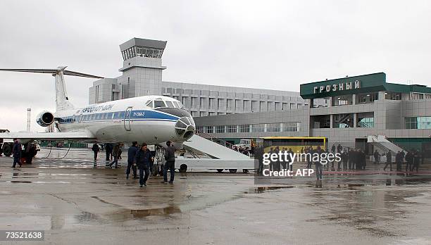 Russian Tu-134 of Aeroflot-Don Airlines is seen on the tarmac after landing at Grozny aiport, 08 March 2007. Covering the distance from Moscow in 2.5...