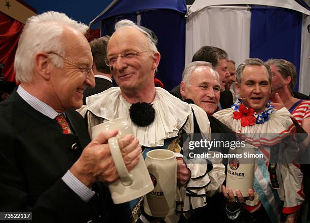 Bavaria's state governor Edmund Stoiber, his comedian double Michael Lerchenberg and Bavarian Minister for economic affairs Erwin Huber and his...