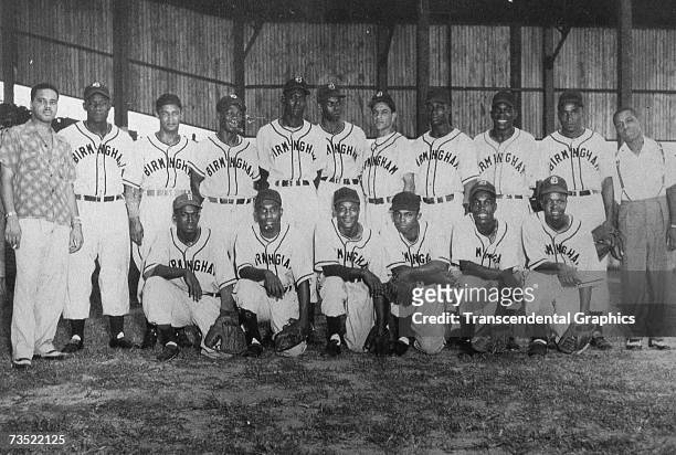 The Negro League Birmingham Black Barons pose for a team portrait in 1951.