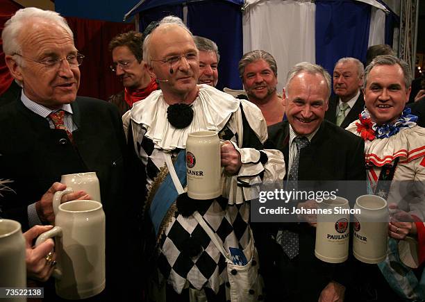 Bavaria's state governor Edmund Stoiber, his comedian double Michael Lerchenberg and Bavarian Minister for economic affairs Erwin Huber and his...