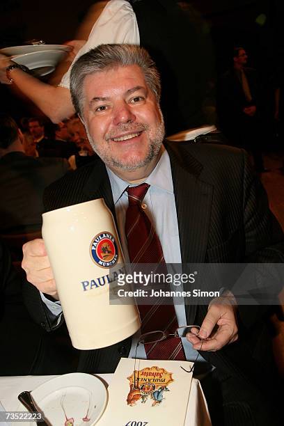 Kurt Beck, chairman of Germany's social democratic party drinks beer as strong beer season kicks off on March 8 in Munich, Germany. Traditionally...
