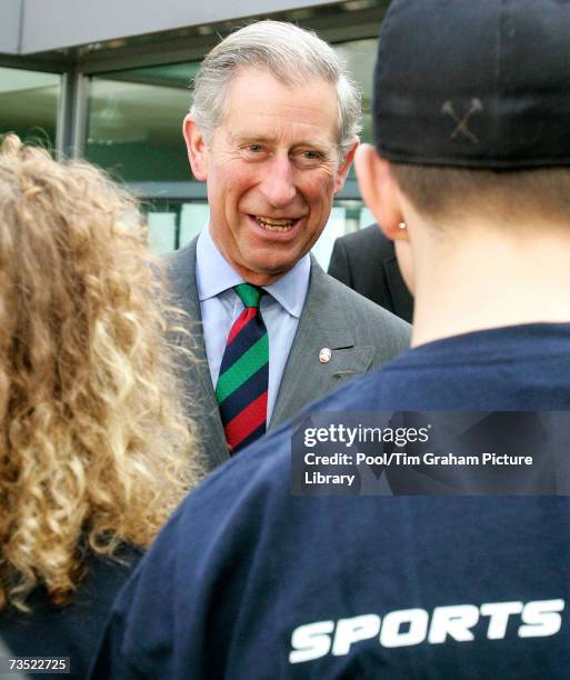 Prince Charles, Prince of Wales meets young people on a Prince's Trust pilot programme helping young people who have been excluded from school at the...