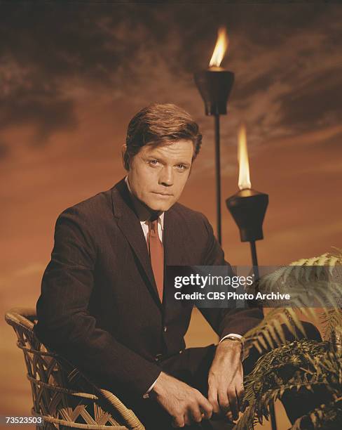 Promotional portrait of American actor Jack Lord , born John Joseph Patrick Ryan, in character as Steve McGarrett from the television police crime...