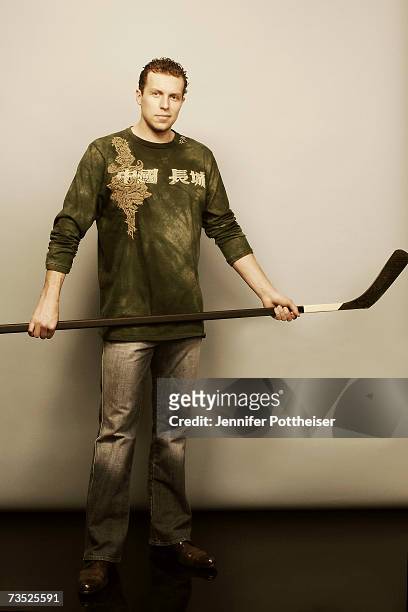 Dany Heatley of the Ottawa Senators poses for a photo on January 24, 2007 at the Crescent Court Hotel in Dallas, Texas.