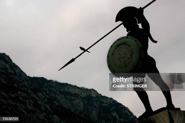 The statue of King Leonidas of ancient Sparta stands over the battlefield of Thermopylae, some 170 kilometres north of Athens in central Greece, at...