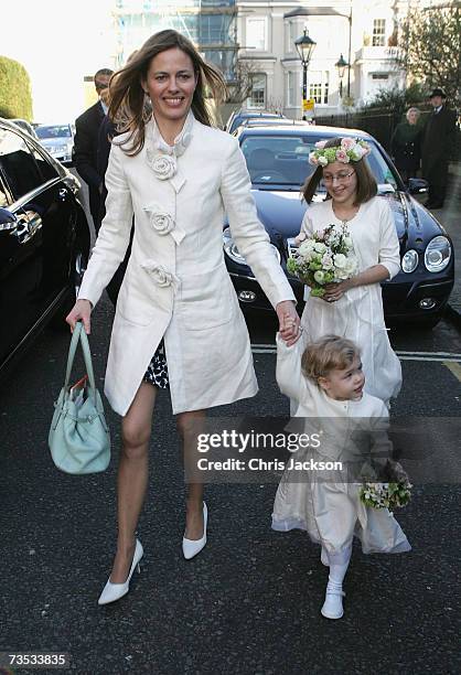 Brides maids arrive at Christ Church Kensington for the wedding of Alan Parker and Jane Hardman on March 9, 2007 in London, England.