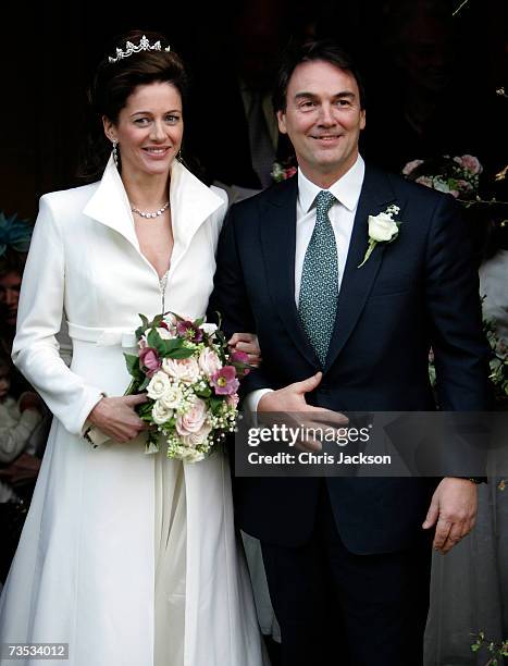 Alan Parker leaves Christ Church Kensington after marrying Jane Hardman at Christ Church Kensington on March 9, 2007 in London, England. Gordon Brown...