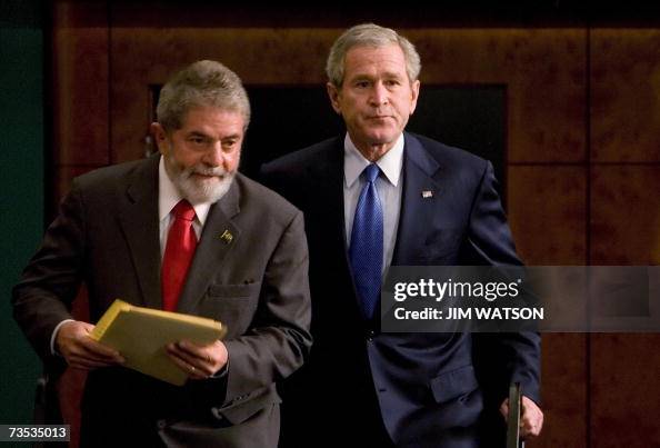 George Inacio Brazilian President Luiz Inacio Lula da Silva and US President George ...
